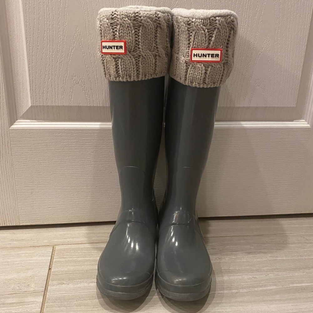 Hunter original tall gloss rain boots: seep gray